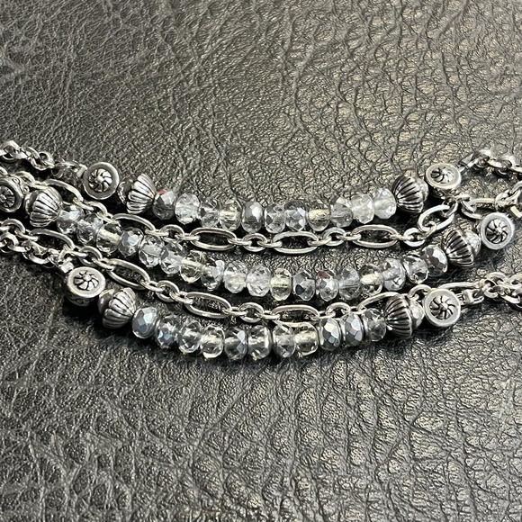 Brighton 4 Multi-Strand Bracelet Silver Tone Chain Crystal Beads 7.5" + Ext - Picture 4 of 7